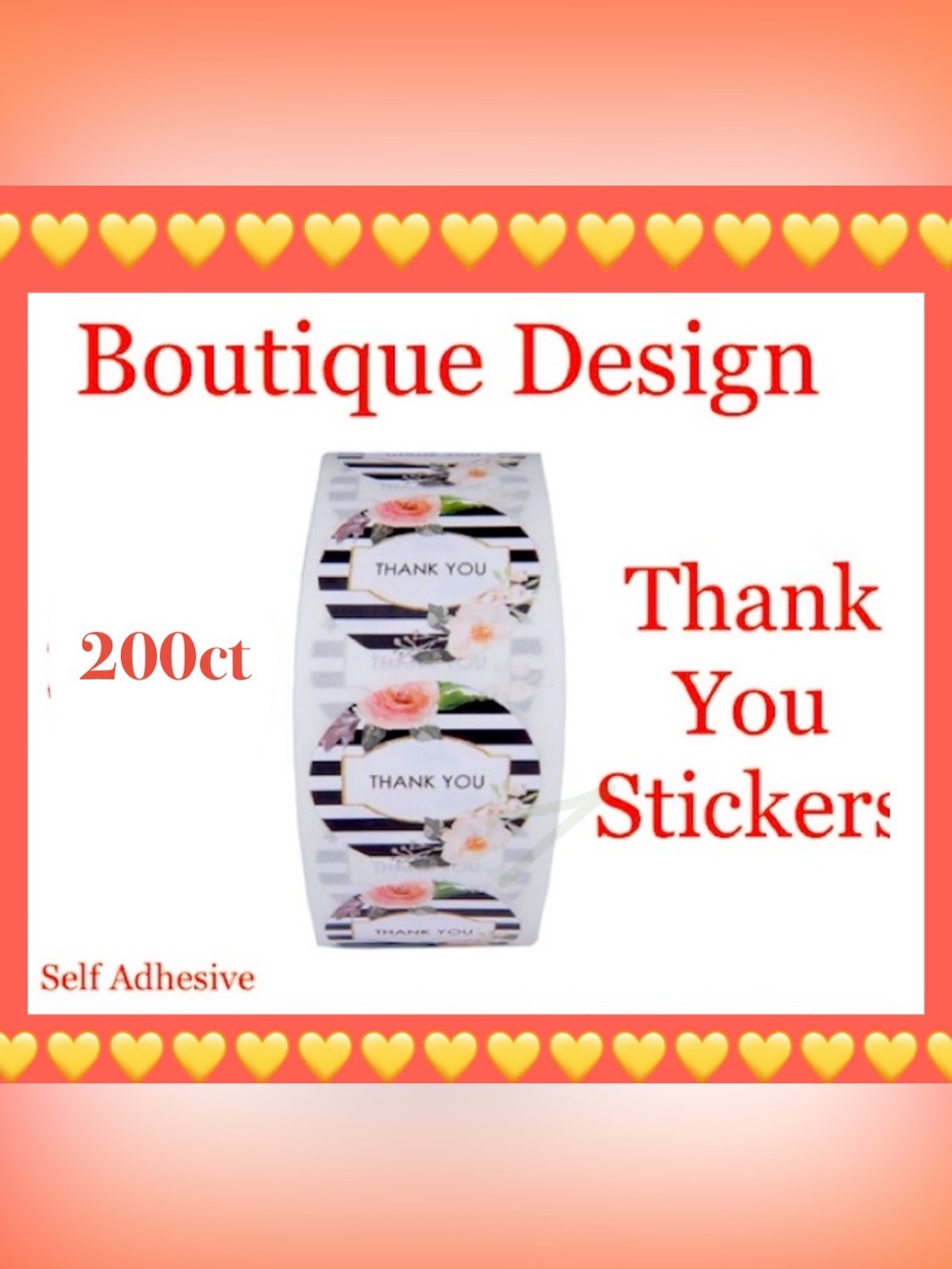 200ct~Thank you Stickers W/Bonus Bags 💛🆕💛  (2 Rolls For $20)